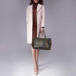 Pre Owned Carolina Herrera Brown Grained Leather Boston Bag