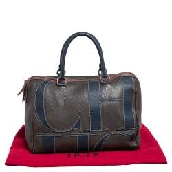 Pre Owned Carolina Herrera Brown Grained Leather Boston Bag