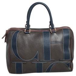 Pre Owned Carolina Herrera Brown Grained Leather Boston Bag