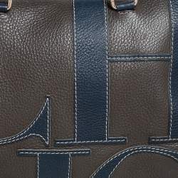 Pre Owned Carolina Herrera Brown Grained Leather Boston Bag