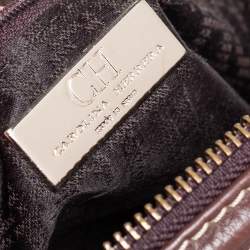 Pre Owned Carolina Herrera Brown Grained Leather Boston Bag