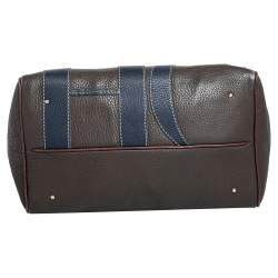 Pre Owned Carolina Herrera Brown Grained Leather Boston Bag