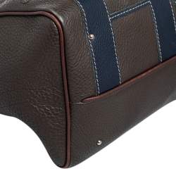 Pre Owned Carolina Herrera Brown Grained Leather Boston Bag