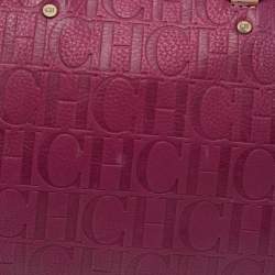 Pre Owned Carolina Herrera Magenta Monogram Leather Large Andy Boston Bag