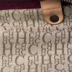 Pre Owned Carolina Herrera Magenta Monogram Leather Large Andy Boston Bag