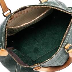 Pre Owned Carolina Herrera Green Monogram Leather Large Andy Boston Bag