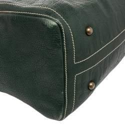 Pre Owned Carolina Herrera Green Monogram Leather Large Andy Boston Bag