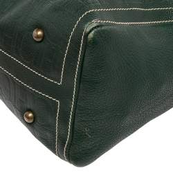 Pre Owned Carolina Herrera Green Monogram Leather Large Andy Boston Bag