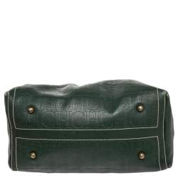 Pre Owned Carolina Herrera Green Monogram Leather Large Andy Boston Bag