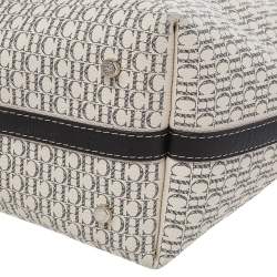 Pre Owned Carolina Herrera Cream Monogram Coated Canvas Shopper Tote