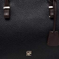 مملوكة مسبقًا CH Carolina Herrera Black/ Brown Leather Tote