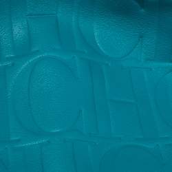 Pre Owned Carolina Herrera Blue Monogram Leather Matryoshka Tote