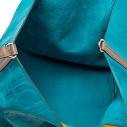 Pre Owned Carolina Herrera Blue Monogram Leather Matryoshka Tote