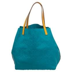 Pre Owned Carolina Herrera Blue Monogram Leather Matryoshka Tote