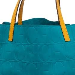 Pre Owned Carolina Herrera Blue Monogram Leather Matryoshka Tote