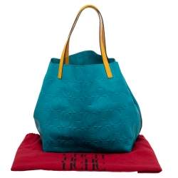 Pre Owned Carolina Herrera Blue Monogram Leather Matryoshka Tote