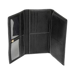 Pre Owned Carolina Herrera Black Monogram Embossed Leather Trifold Continental Wallet