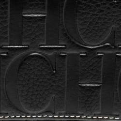 Pre Owned Carolina Herrera Black Monogram Embossed Leather Trifold Continental Wallet