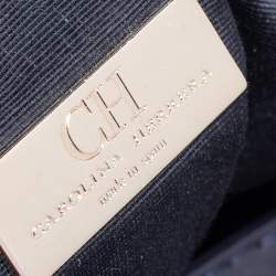 Pre Owned Carolina Herrera Purple Croc Embossed Patent Leather Logo Chain Shoulder Bag