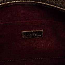 Pre Owned Carolina Herrera Metallic Embossed Monogram Leather Crossbody Bag