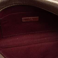 Pre Owned Carolina Herrera Metallic Embossed Monogram Leather Crossbody Bag