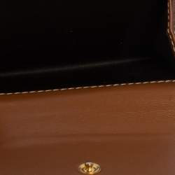 Pre Owned Carolina Herrera Tan Monogram Leather Matryoshka Lock Compact Wallet