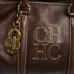 Pre Owned Carolina Herrera Brown Leather Large Matteo Tote