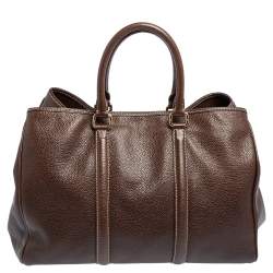 Pre Owned Carolina Herrera Brown Leather Large Matteo Tote