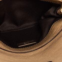 Pre Owned Carolina Herrera Gold Quilted Embossed Leather Flap Chain Clutch