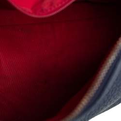 Pre Owned Carolina Herrera Navy Blue Pebbled Leather Maria Shoulder Bag