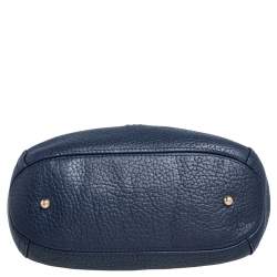 Pre Owned Carolina Herrera Navy Blue Pebbled Leather Maria Shoulder Bag