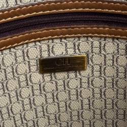 Pre Owned Carolina Herrera Gold Monogram Embossed Leather Tote