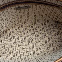 Pre Owned Carolina Herrera Gold Monogram Embossed Leather Tote