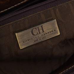 Pre Owned Carolina Herrera Brown Monogram Leather Tote