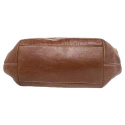 Pre Owned Carolina Herrera Brown Monogram Leather Tote