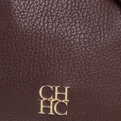 Pre Owned Carolina Herrera Dark Brown Leather Tassel Chain Shoulder Bag