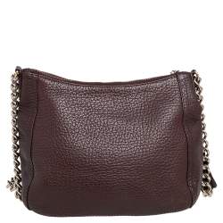 Pre Owned Carolina Herrera Dark Brown Leather Tassel Chain Shoulder Bag