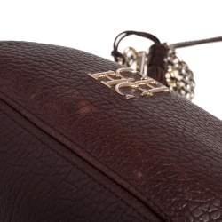 Pre Owned Carolina Herrera Dark Brown Leather Tassel Chain Shoulder Bag