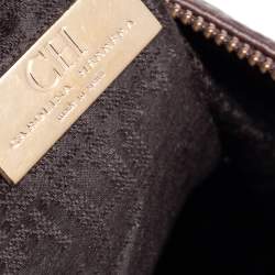 Pre Owned Carolina Herrera Dark Brown Leather Tassel Chain Shoulder Bag