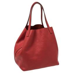 Pre Owned Carolina Herrera Red Monogram Leather Matryoshka Tote