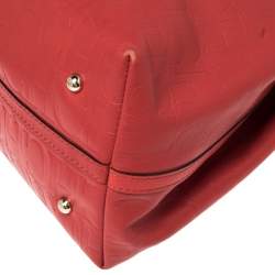 Pre Owned Carolina Herrera Red Monogram Leather Matryoshka Tote