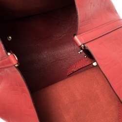 Pre Owned Carolina Herrera Red Monogram Leather Matryoshka Tote