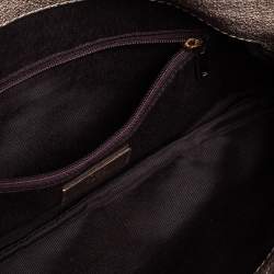 Pre Owned Carolina Herrera Metallic Gold Monogram Embossed Leather Bow Chain Clutch