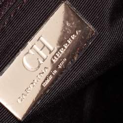 Pre Owned Carolina Herrera Metallic Gold Monogram Embossed Leather Bow Chain Clutch