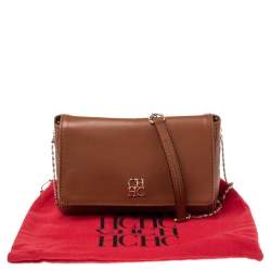 Pre Owned Carolina Herrera Brown Leather New Baltazar Shoulder Bag