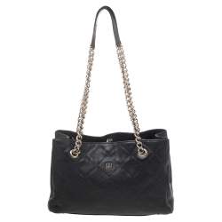 Pre Owned Carolina Herrera Black Leather Chain Shoulder Bag