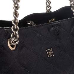 Pre Owned Carolina Herrera Black Leather Chain Shoulder Bag