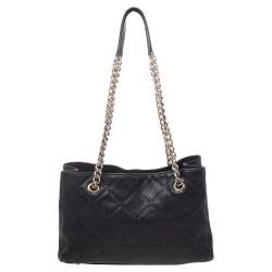 Pre Owned Carolina Herrera Black Leather Chain Shoulder Bag