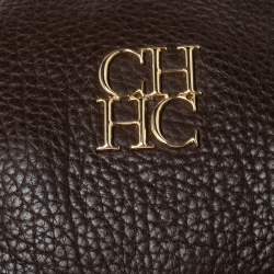 Pre Owned Carolina Herrera Brown Leather Chain Tassel Chain Crossbody Bag