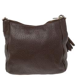 Pre Owned Carolina Herrera Brown Leather Chain Tassel Chain Crossbody Bag